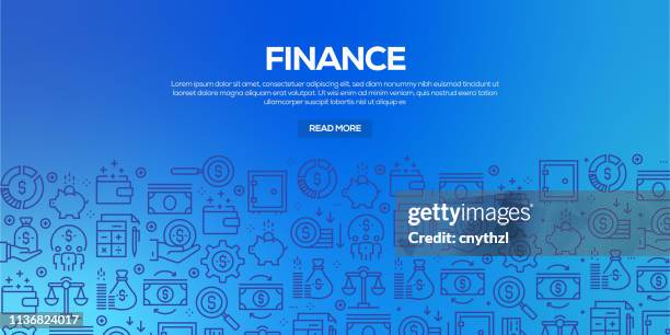 ilustrações de stock, clip art, desenhos animados e ícones de vector set of design templates and elements for finance in trendy linear style - seamless patterns with linear icons related to finance - vector - fundos investimento