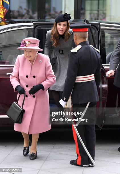 Queen Elizabeth II and Catherine, Duchess of Cambridge visit King's College London to officially open Bush House, the latest education and learning...