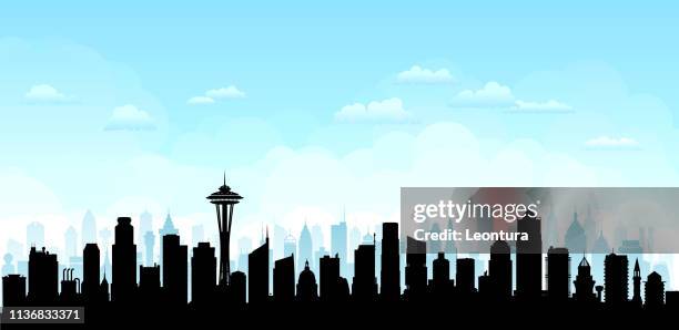 seattle (all buildings are complete and moveable) - space needle stock illustrations