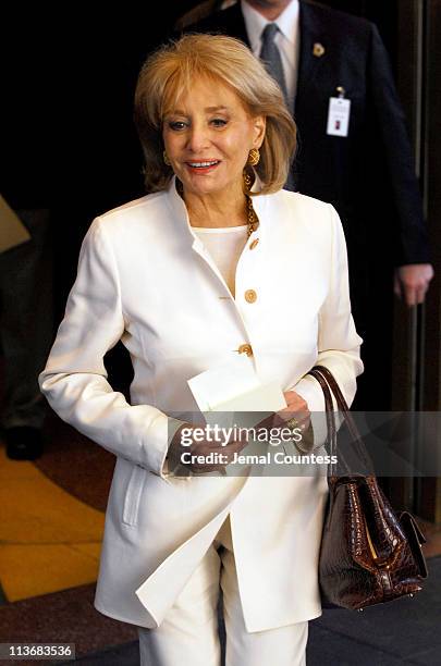 Barbara Walters arrives at the Memorial for Dana Reeve at the New Amsterdam Theatre on March 10, 2006 in New York City. Dana Reeve, wife of the late...