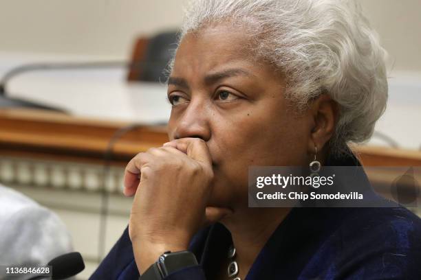 Former Democratic National Committee chairperson Donna Brazile participates in a panel discussion about Women's History Month in the Rayburn House...