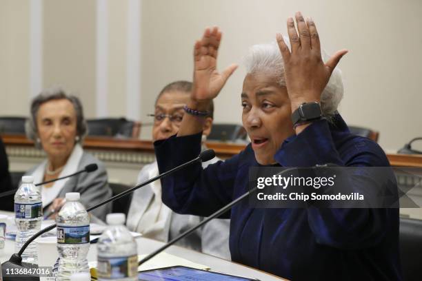 Former Democratic National Committee chairperson Donna Brazile participates in a panel discussion with Ben's Chili Bowl founder and owner Virginia...