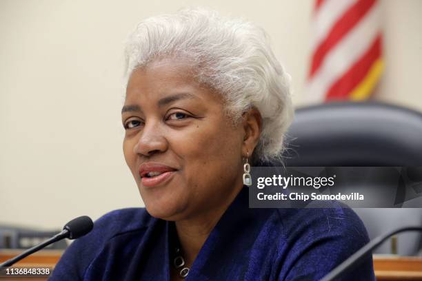 Former Democratic National Committee chairperson Donna Brazile participates in a panel discussion about Women's History Month in the Rayburn House...