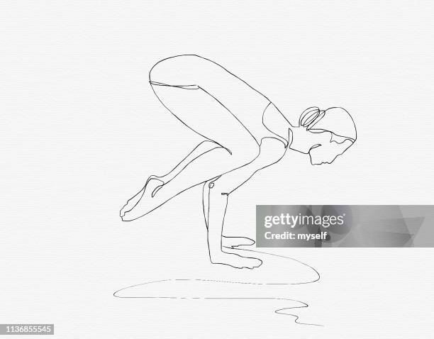 illustration. continuous line ink drawing. sport woman engaged in yoga on white background - single line drawing woman stock pictures, royalty-free photos & images