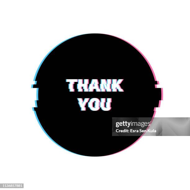 thank you banner with glitch noise retro effect - missing poster stock illustrations