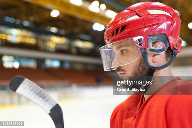 portrait of the young ice hockey player - professional hockey stock pictures, royalty-free photos & images