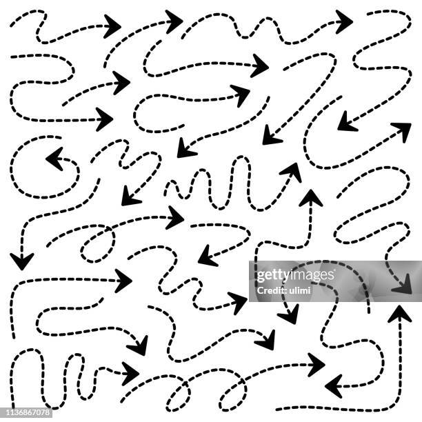 arrows, dashed line - dotted line stock illustrations