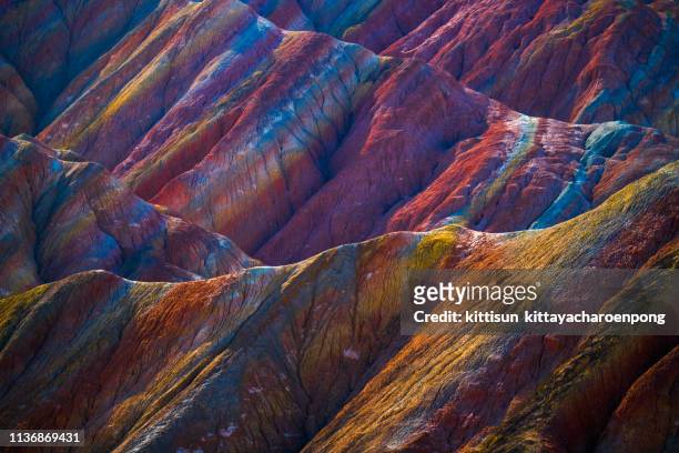 rainbow mountains, zhangye danxia geopark, china - minerals ストックフォトと画像