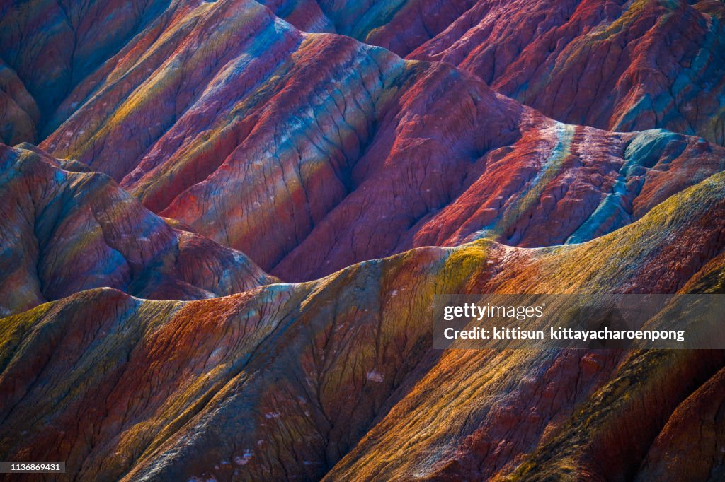 Rainbow mountains, Zhangye Danxia geopark, China