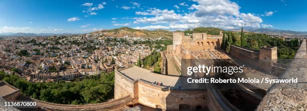 albaicin from plaza de armas, granada, spain - alcazaba of alhambra stock pictures, royalty-free photos & images