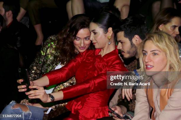 Pinar Tezcan, Ahu Yagtu, Oguz Erel and Zeynep Soylu attend the M.O.F.C Eda Gungor show during the Mercedes-Benz Fashion Week Istanbul - March 2019 at...