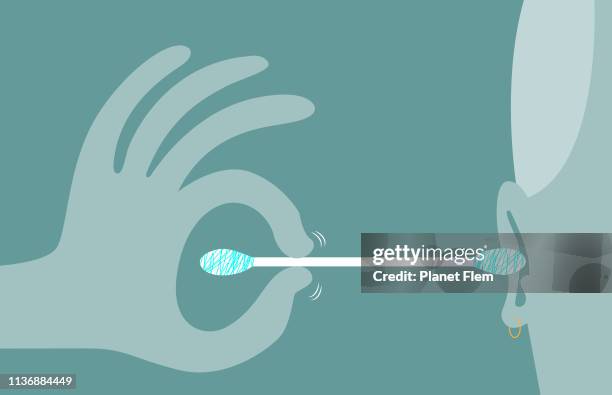 removing earwax - cotton swab stock illustrations