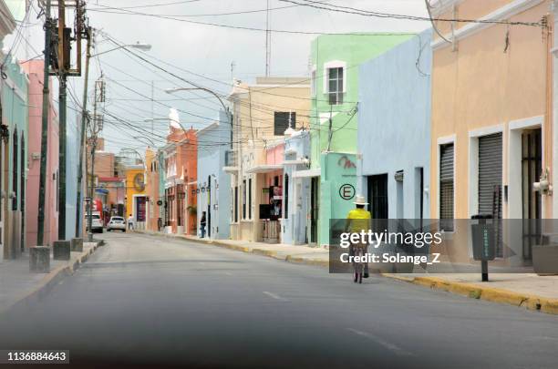 street in merida mexico - merida bicycles stock pictures, royalty-free photos & images