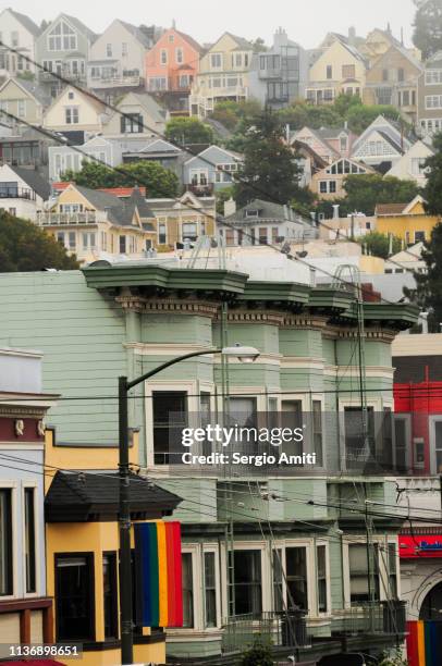 colourful houses in castro, san francisco - castro district stock pictures, royalty-free photos & images