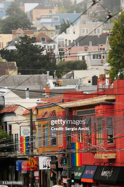 colourful houses in castro, san francisco - castro district stock pictures, royalty-free photos & images