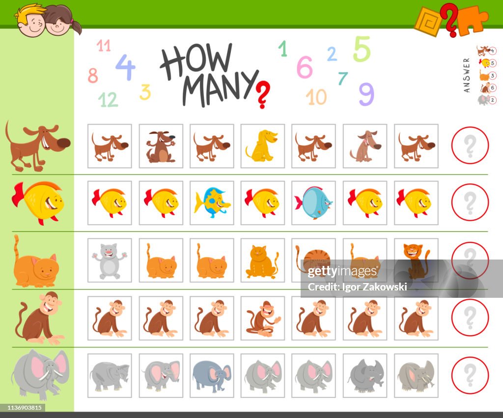 Cartoon Basic Counting Counting Game With Cartoon Animals High-Res Vector Graphic - Getty Images
