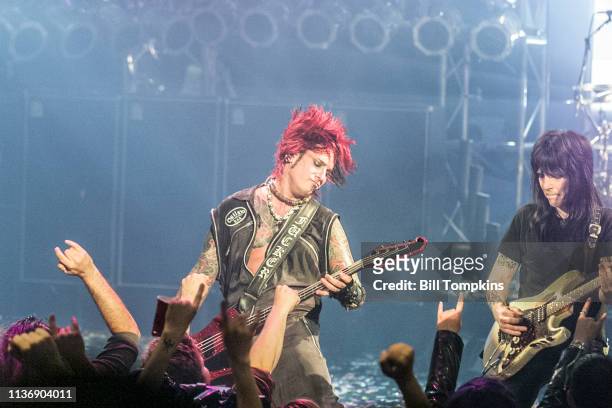 March 19, 2019]: Nikki Sixx and Mick Mars of Motley Crue perform on July 15,1999 in New York City.