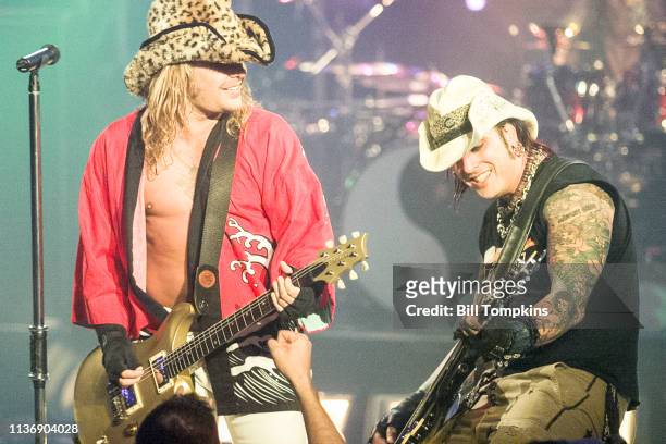 March 19, 2019]: Vince Neil and Nikki Sixx of Motley Crue perform on July 15,1999 in New York City.