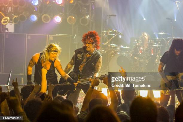 March 19, 2019]: Vince Neil, Nikki Sixx and Mick Mars of Motley Crue perform on July 15,1999 in New York City.