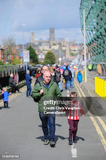 Lincoln City fans enjoy the pre-match atmosphere prior to the Sky Bet League Two match between Lincoln City and Cheltenham Town at Sincil Bank...