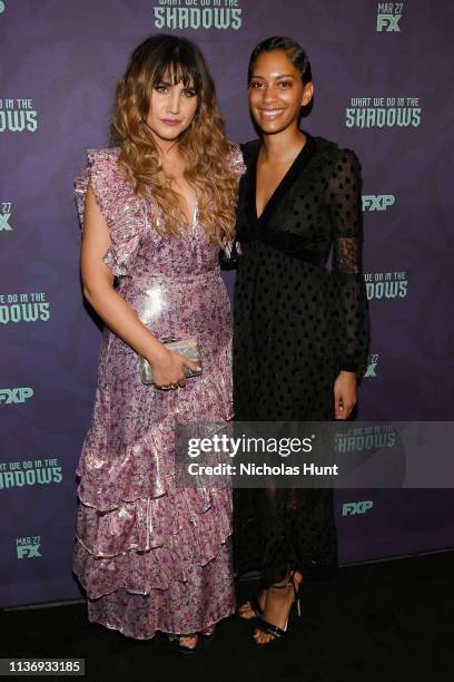 Actress Natasia Demetriou and Writer Stefani Robinson attend the "What We Do In The Shadows" New York Premiere at Metrograph on March 19, 2019 in New...