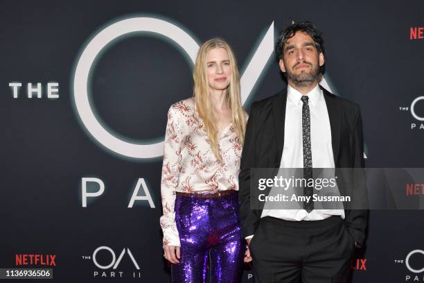 Brit Marling and Zal Batmanglij attend Netflix's "The OA Part II" Premiere Photo Call at LACMA on March 19, 2019 in Los Angeles, California.