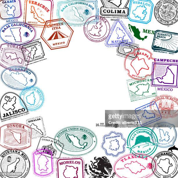 メキシコの州のパスポート切手 - los cabos点のイラスト素材／クリップアート素材／マンガ素材／アイコン素材
