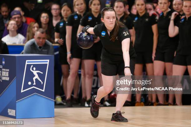 Adel Wahner of the Vanderbilt Commodores throws a ball against the Stephen F. Austin State Ladyjacks during the Division I Women's Bowling...