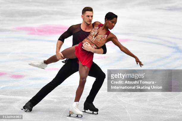 Vanessa James and Morgan Cipres of France compete in the Pairs short program during day 1 of the ISU World Figure Skating Championships 2019 at...