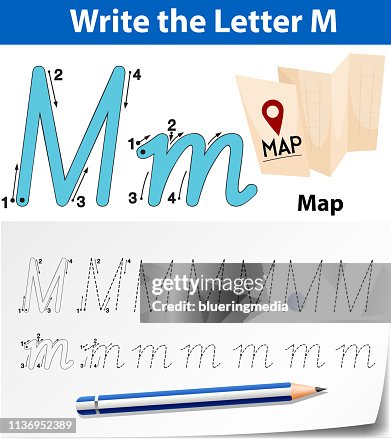 Letter M Tracing Alphabet Worksheets High-Res Vector Graphic - Getty Images