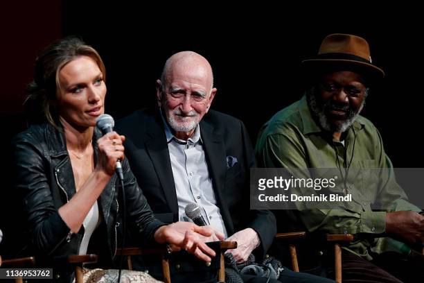 Michaela McManus, Dominic Chianese and Frankie Faison attend the SAG-AFTRA Foundation Conversations: 'The Village' at The Robin Williams Center on...