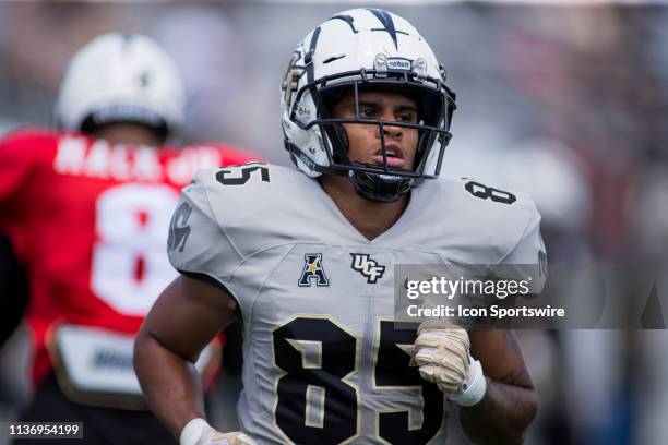 Wide receiver Devin Nixon runs off the field in the UCF Football Spring Game on April 13 at Spectrum Stadium in Orlando, Florida.