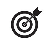 Target and arrow vector icon. Dartboard shoot, business aim and target focus symbol