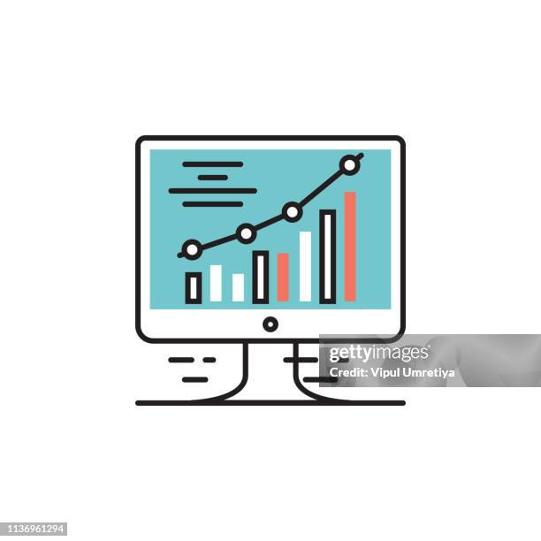 stockillustraties, clipart, cartoons en iconen met pictogram online grafisch rapport - financial result