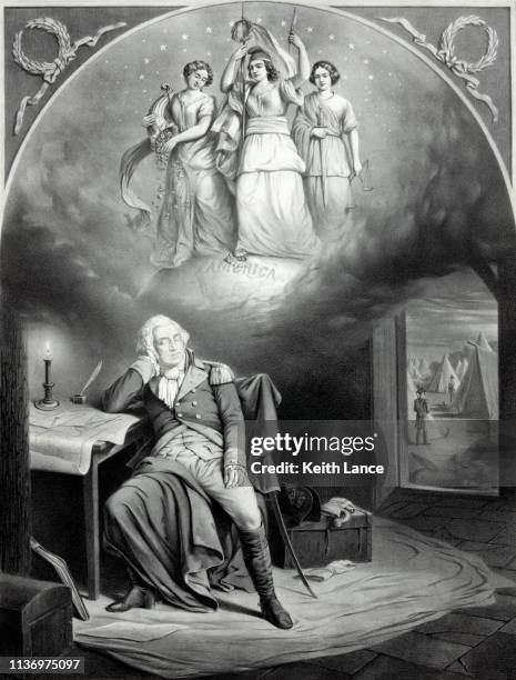 george washingtons traum von amerika - george washington stock-grafiken, -clipart, -cartoons und -symbole