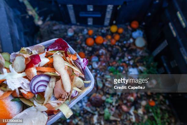 jardin - composter des déchets verts - biodegradable photos et images de collection