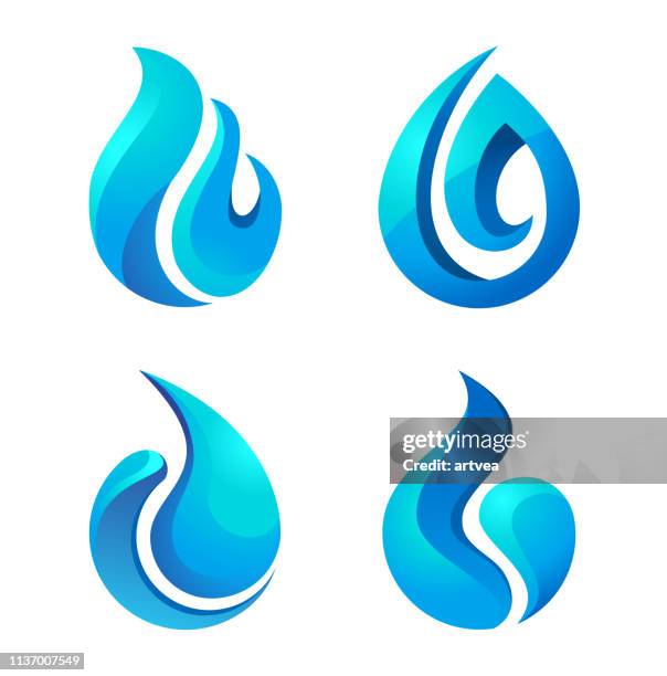 water drop icons set. - purity stock illustrations