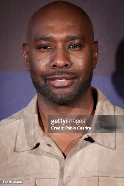 Actor Morris Chestnut attends the 'The Enemy Within' photocall at Santo Mauro Hotel on March 20, 2019 in Madrid, Spain.