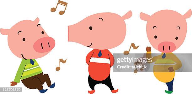 stockillustraties, clipart, cartoons en iconen met three suckling pig - keutje