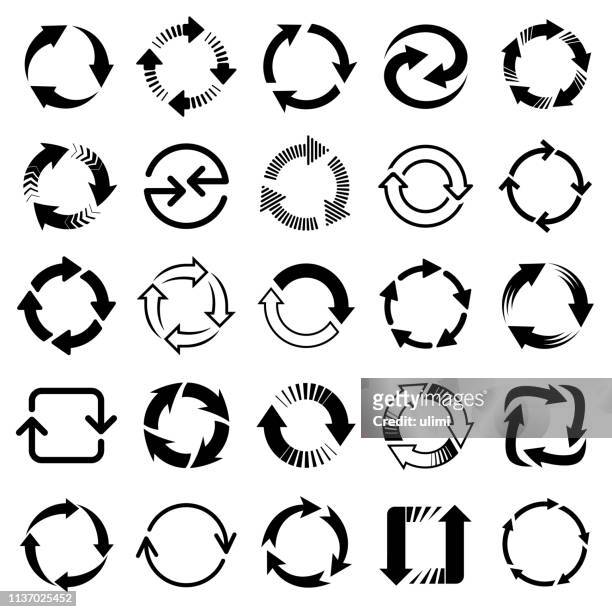 vector arrows, circular design elements - recycling symbol stock illustrations