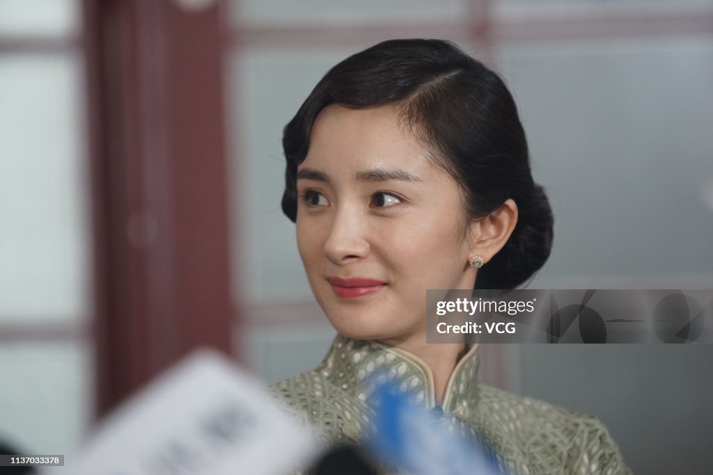 Yang Mi Receives Interviews Of Film 'Liberation' In Jinhua