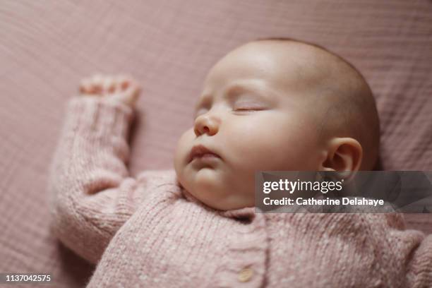 a 4 months old baby sleeping - month stock pictures, royalty-free photos & images