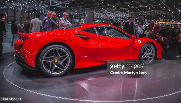 The Ferrari F8 Tributo at the Geneva International Motorshow 2019. The F8 Tributo is a replacement to the 488GTB and is Ferrari's fastest mid-engined...