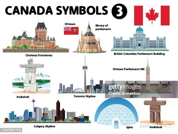 canada symbols-3 - hotel chateau frontenac stock-grafiken, -clipart, -cartoons und -symbole