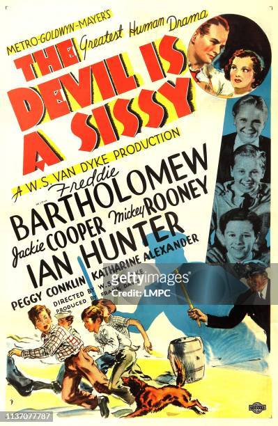 The Devil Is A Sissy, poster, US poster art, from top: Ian Hunter, Peggy Conklin, Jackie Cooper, Mickey Rooney, Freddie Bartholomew, 1936.