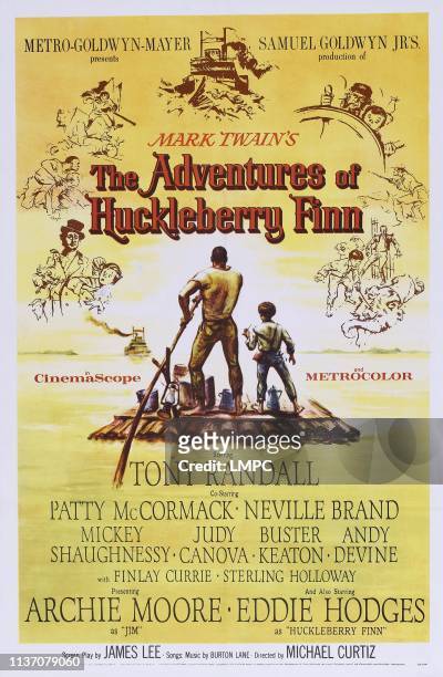 The Adventures Of Huckleberry Finn, poster, US poster, center from left: Archie Moore, Eddie Hodges, 1960.
