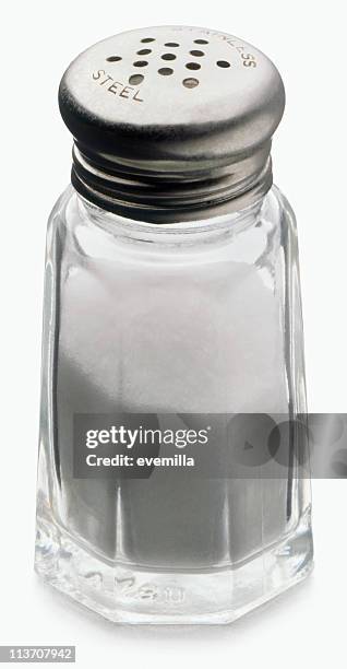 salt cut out on white - salt shaker stock pictures, royalty-free photos & images