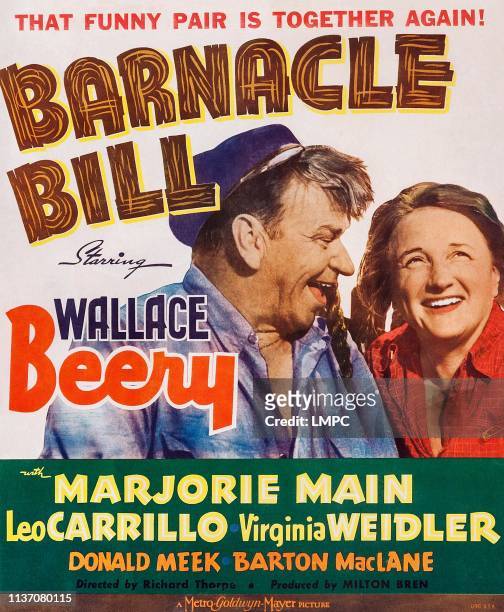 Barnacle Bill, poster, l-r: Wallace Beery, Marjorie Main on window card, 1941.