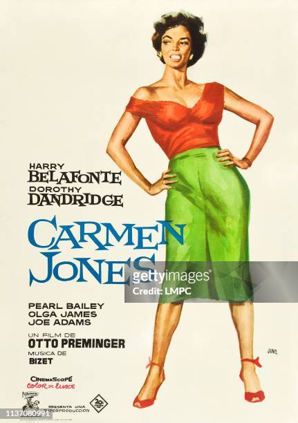 Carmen Jones, poster, Dorothy Dandridge on Spanish poster art, 1954.