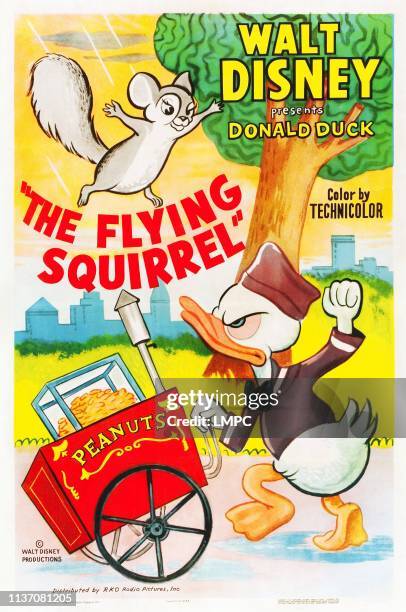 The Flying Squirrel, poster, Donald Duck on US poster art, 1954.